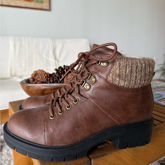 Leather Brown Ankle Booties - Picture 2 of 5